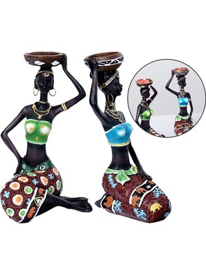 CHASOE Afrika Lady Mumluk Heykelcik Heykeli Tealight Candletander Reçine Craft (Yurt Dışından)