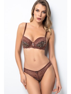 Miorre Leopar Desenli Dantelli Sütyen Takım Kadınlar İçin Dolgusuz Şık Tasarım