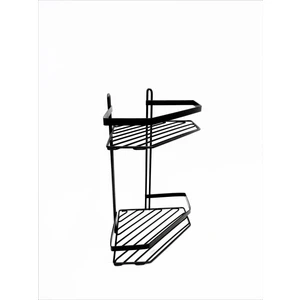 Lider Siyah 2 Katlı Banyo Köşe Rafı Şampuanlık Sabunluk 4241-2