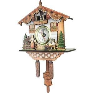 CHASOE Retro Guguklu Ahşap Çalar Saat - Kahverengi (Yurt Dışından)