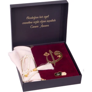 Manidar Hediye Kişiye Özel Kur'an'ı Kerim -Tülbent ve Tespih Hediye Kutusu - Anneler Günü Için Hediye