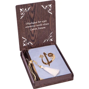 Manidar Hediye Annelere Özel Altın Yaldızlı Kur'an-I Kerim Seti - Ahşap Kutuda Isme Özel Kuranı Kerim Hediyesi