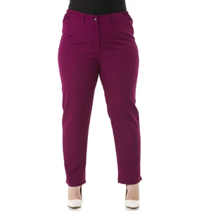 Disentis Modest Büyük Beden Beli Yanlardan Lastikli Fermuarlı Paçası Yırtmaçlı Bordo Pantolon