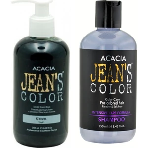 Acacia Jeans Color Boya Koruyucu Şampuan 250 ml ve Renkli Saç Boyası Yeşil 250 ml