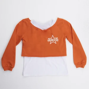 Think Simple Organik Kız Çocuk Crop Atletli Sweat-Shirt - Turuncu