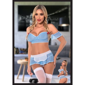 Kadın Mavi Büstiyerli Fantezi Kostüm Fantazi Seksi Çamaşır
