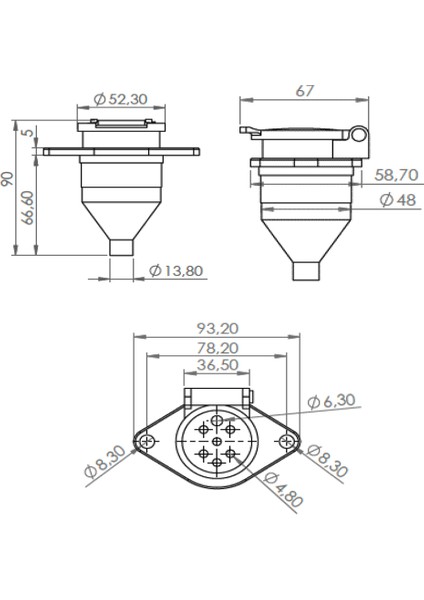 Römork Soketi - N Tip - 7 Pin