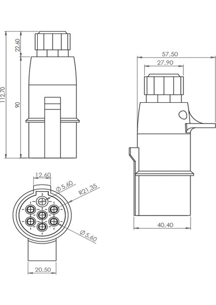Römork Fişi - S Tip (Vidalı) - 7 Pin