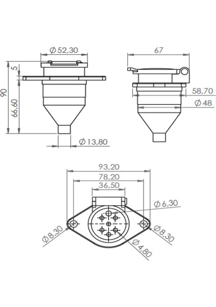 Römork Soketi - S Tip - 7 Pin