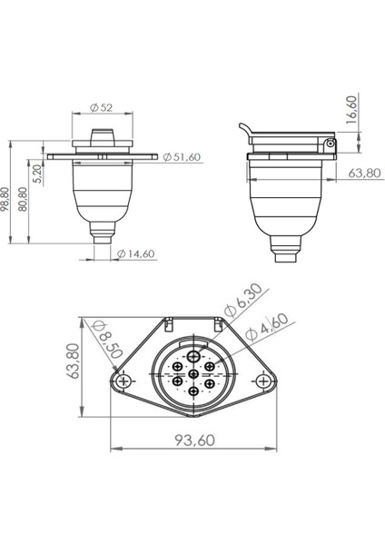 Römork Soketi - N Tip Metal - 7 Pin