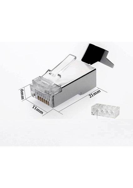 1 Adet Cat7 Konnektör RJ45 Cat 7 Jak 2 Parça Metal Korumalı Rj 45 Ftp 8P8C Modüler Ağ Fiş Konnektör