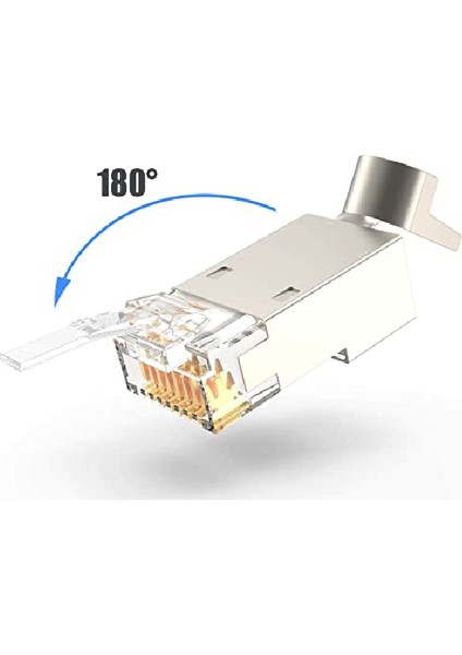 1 Adet Cat7 Konnektör RJ45 Cat 7 Jak 2 Parça Metal Korumalı Rj 45 Ftp 8P8C Modüler Ağ Fiş Konnektör