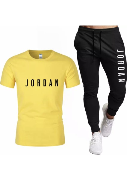 Ultra Hafif %100 Bambu Jordan Baskılı Çift Cep Kısa Kollu Yazlık Erkek Eşofman Takımı