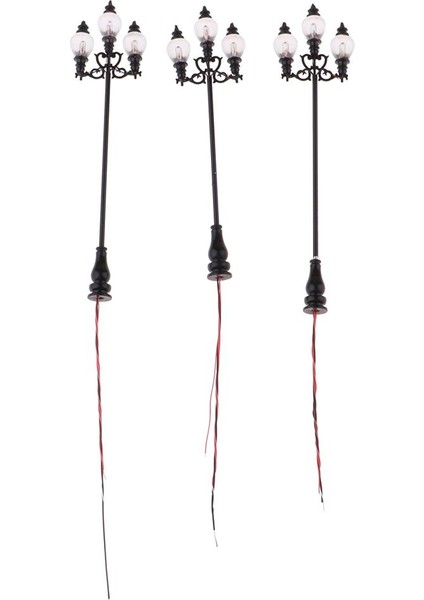 3x 1: 100 Model Demiryolu LED Lamppost Sokak Işıkları Yapı Düzeni Lambası 8.9 cm (Yurt Dışından)