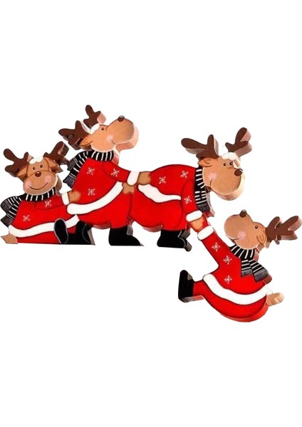 Renkli Noel Kapı Çerçevesi Dekorasyon Süsleme Elk Melek Ev Dekor Için Dört Elk (Yurt Dışından)