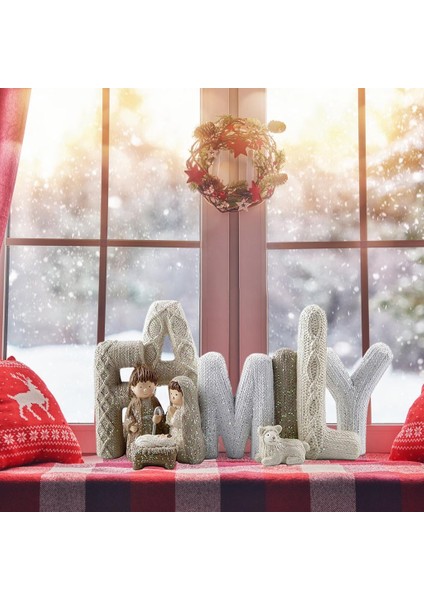 Reçine Modern Doğuş Süs Seti Zarif Profil Xmas Festivali Aile Gri (Yurt Dışından)