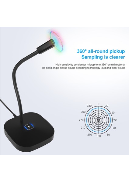 G22 USB Masaüstü Bilgisayar Mikrofonu Siyah (Yurt Dışından)