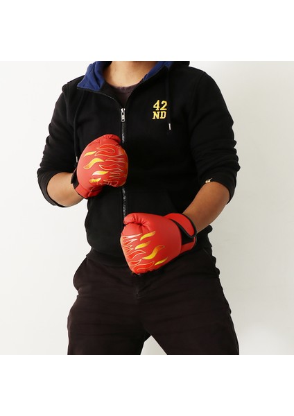 1 Pair Yaş 6-12KIDS 8 Oz Boks Eldiveni Gençlik Uygulama Eğitimi Kickboks Kırmızısı