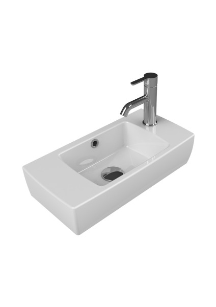 Seramik Turkuaz Cerastyle (City) Dar Alanlar Için Özel Lavabo 25X50 (Sağ)