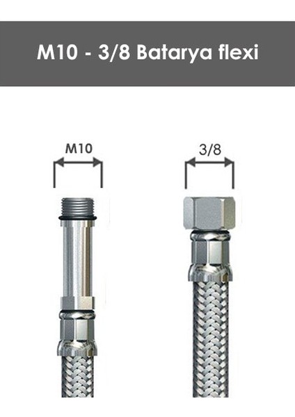 Sarıbey M10 - 3/8 Flex Bağlantı 100 cm (Paslanmaz )