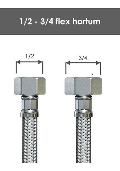 Sarıbey 3/4 - 1/2 Flex Bağlantı 50 cm (Paslanmaz )