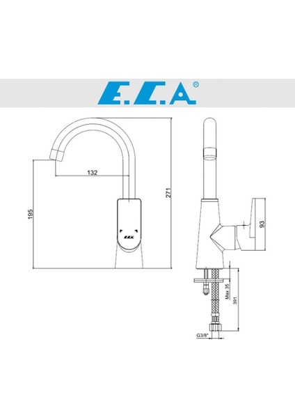 ECA Dalia Kuğu Borulu Lavabo Bataryası 102188118