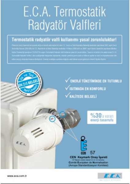 Eca 1/2 Trv3 Termostatik Köşe Radyatör Vanası 602120531