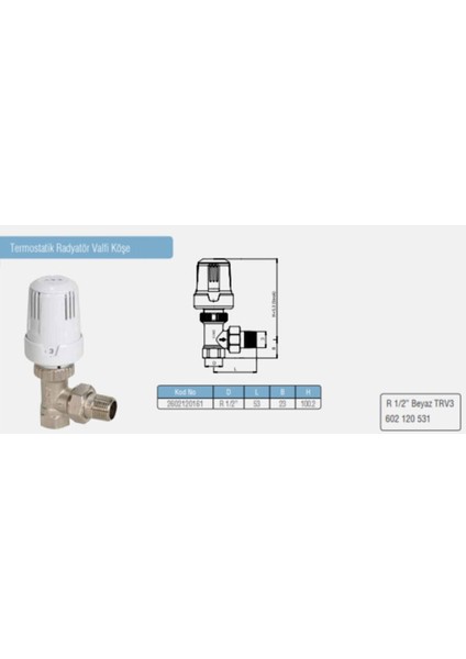 Eca 1/2 Trv3 Termostatik Köşe Radyatör Vanası 602120531