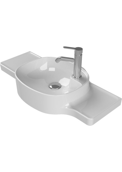Seramik Turkuaz Cerastyle (Harmony) Mobilya Uyumlu Etajerli Lavabo 80 cm