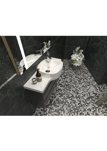 Seramik Turkuaz Cerastyle (Harmony) Mobilya Uyumlu Etajerli Lavabo 80 cm fiyatları