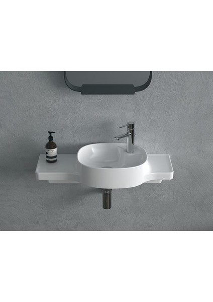 Seramik Turkuaz Cerastyle (Harmony) Mobilya Uyumlu Etajerli Lavabo 80 cm modelleri