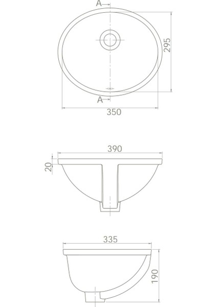 Cerastyle Tezgahaltı Lavabo 35 cm 070500 fiyatları