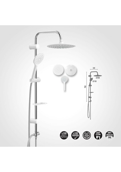 VS-5360 Robot Duş Seti Slim Beyaz