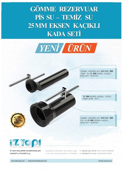 Iz Yapı Asma Klozet Yükseltme Kada Seti 25 mm Eksen Kaçık Kiti