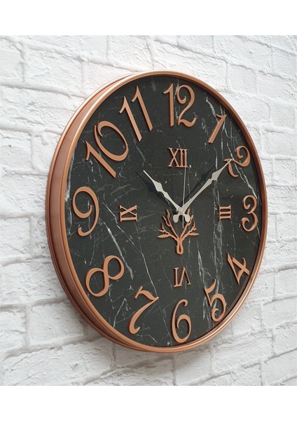 Metal Kasalı Mermer Desenli Duvar Saati ile Daldaki Kuş ve Hayat Ağacı Tablo fiyatları