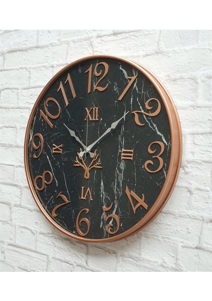 Metal Kasalı Mermer Desenli Duvar Saati ile Daldaki Kuş ve Hayat Ağacı Tablo modelleri