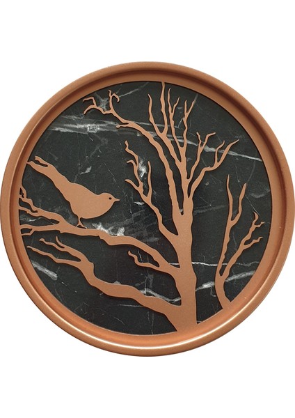 Metal Kasalı Mermer Desenli Duvar Saati ile Daldaki Kuş ve Hayat Ağacı Tablo indirimleri