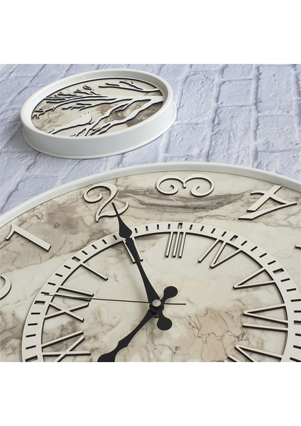 Metal Kasalı Mermer Desenli Duvar Saati ile Daldaki Kuş ve Hayat Ağacı Tablo indirimleri