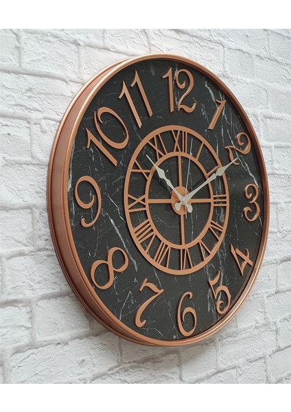 Metal Kasalı Mermer Desenli Duvar Saati ile Daldaki Kuş ve Hayat Ağacı Tablo fiyatları