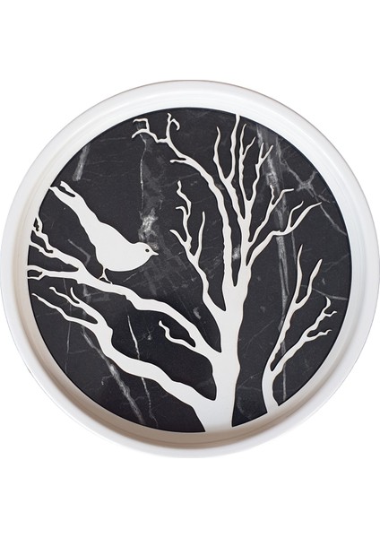 Metal Kasalı Mermer Desenli Duvar Saati ile Daldaki Kuş ve Hayat Ağacı Tablo indirimleri