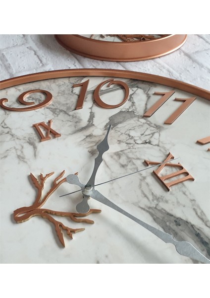Metal Kasalı Mermer Desenli Duvar Saati ile Daldaki Kuş ve Hayat Ağacı Tablo fırsatları