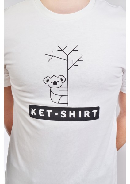 Koala Baskılı Unisex T-Shirt Beyaz