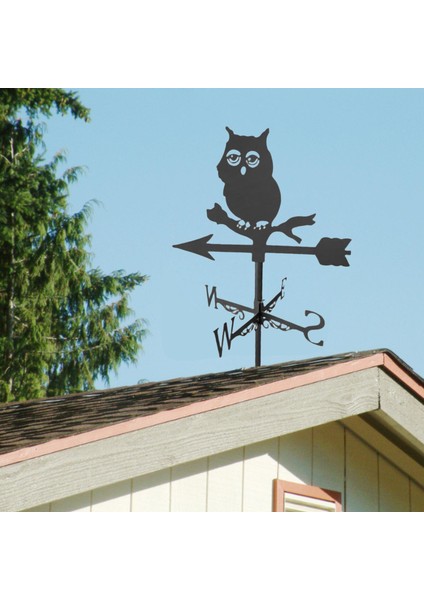 Hayvan Silueti Heykelcik Bahçe Kazanı Weathervane Baykuş ile Tavan Hava Kanadı (Yurt Dışından)