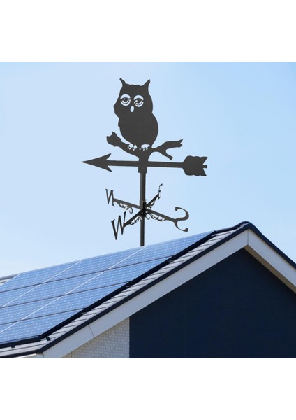 Hayvan Silueti Heykelcik Bahçe Kazanı Weathervane Baykuş ile Tavan Hava Kanadı (Yurt Dışından)