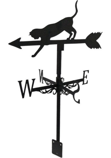 Demir Sanat Çatı Hava Vane Dekoratif Rüzgar Yönünü Göstergesi Weathvane Kedi (Yurt Dışından)