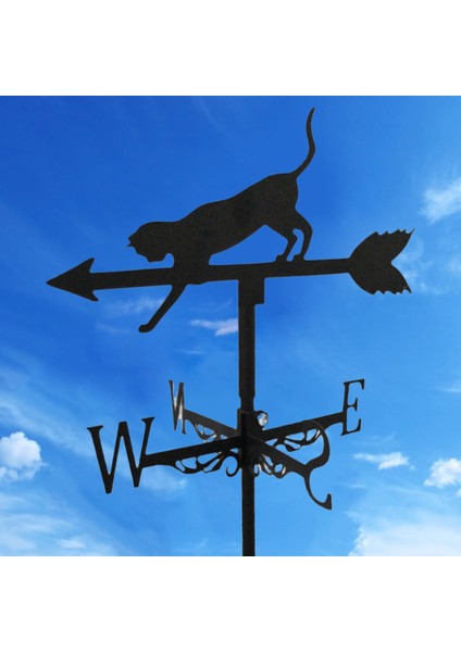 Demir Sanat Çatı Hava Vane Dekoratif Rüzgar Yönünü Göstergesi Weathvane Kedi (Yurt Dışından) indirimleri