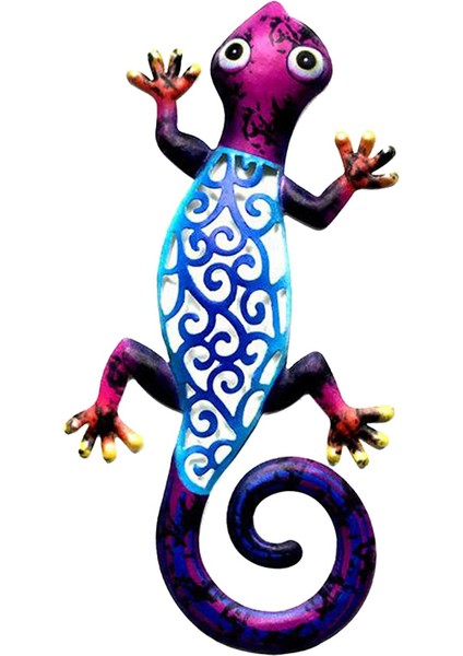 Duvar Asılı Gecko Yapıt Dekoratif Kertenkele Açık Bahçe Dekor Mavi (Yurt Dışından)