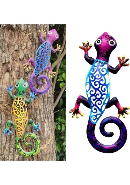 Duvar Asılı Gecko Yapıt Dekoratif Kertenkele Açık Bahçe Dekor Mavi (Yurt Dışından)