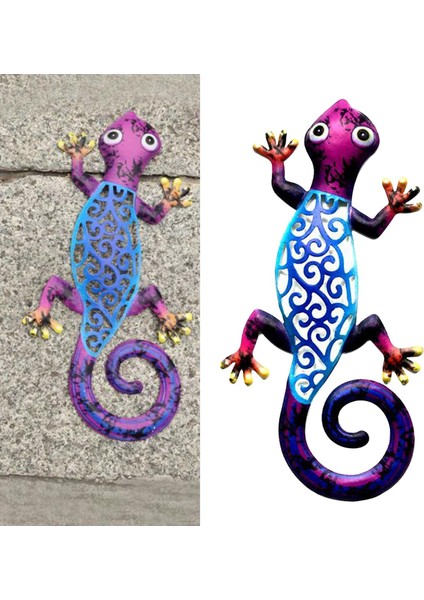Duvar Asılı Gecko Yapıt Dekoratif Kertenkele Açık Bahçe Dekor Mavi (Yurt Dışından)