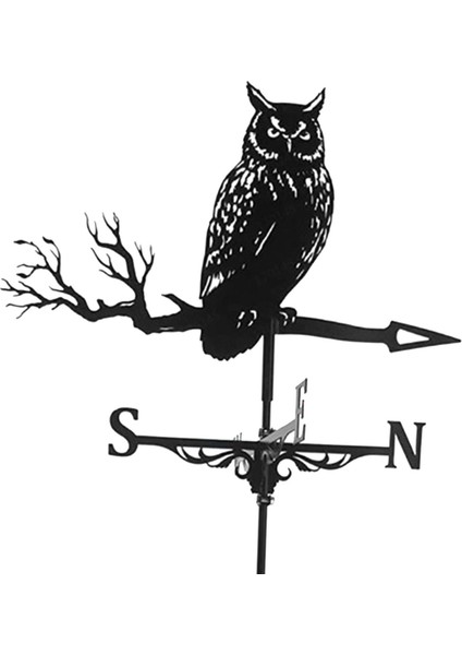Metal Siyah Baykuş Şekli Weathervane Çatı Montaj Hava Kanadı (Yurt Dışından)